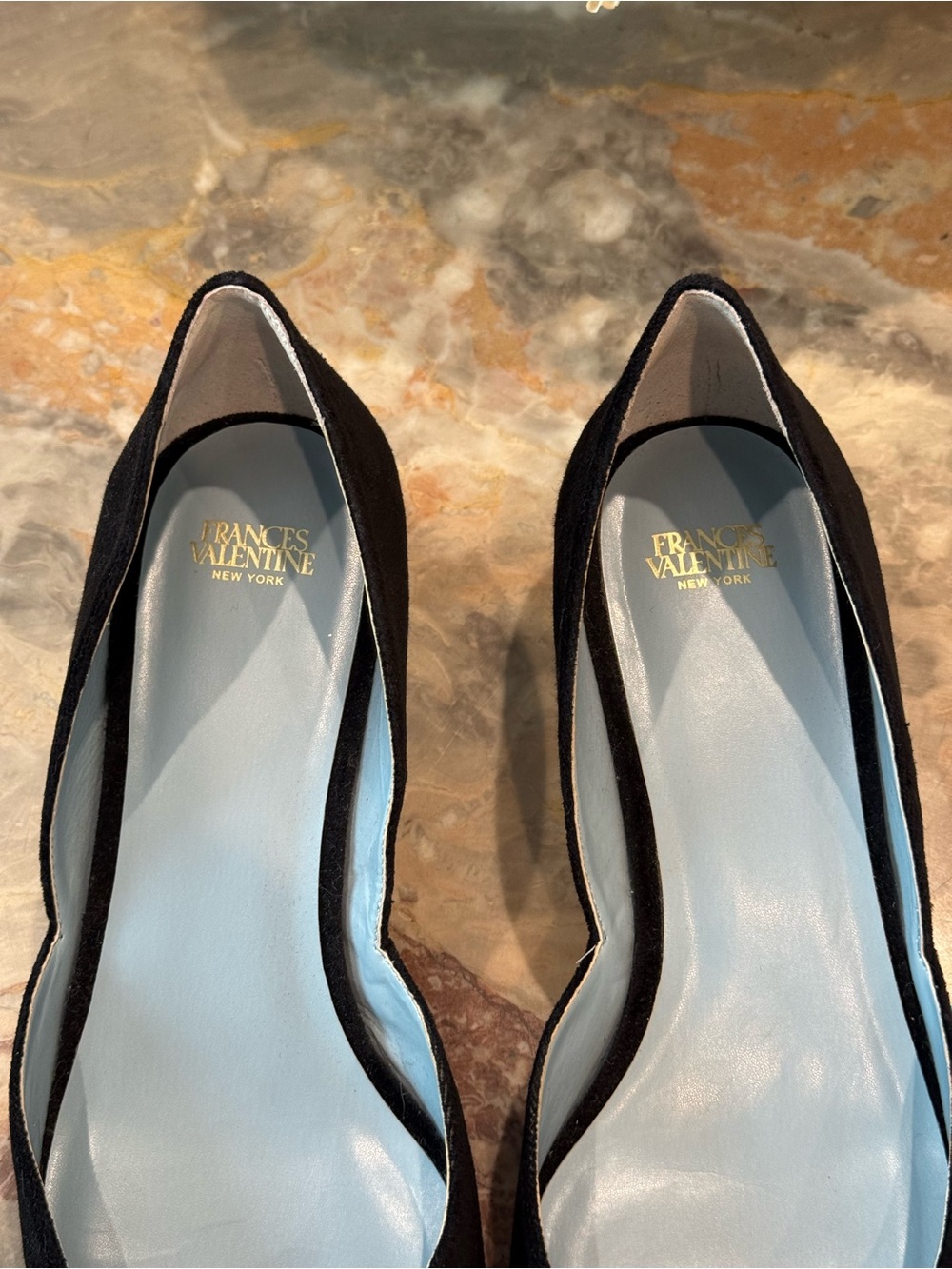 Francis Valentine Black Suede Crystal Embellished D’Orsay Flats Size 8.5B - Picture 6 of 10